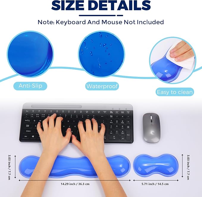 Gel Wrist Rest for Keyboard and Mouse, Wrist Rest for Keyboard, Mouse Wrist Support, Pain Relief, Cool Touch, Non-Skid, Keyboard and Mouse Wrist pad Set - Image 4