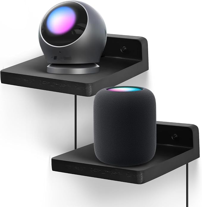 Small Floating Shelf for Wall,5 Inch Wooden Wall Shelf Set of 2,Mini Speaker, Baby Monitor,Cameras，Figurines Display Stand, for Bedroom, Gaming Room, Living Room, Bathroom, Office(Black) by Unknown