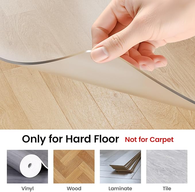 Delamu Office Chair Mat for Hardwood Floor, 48" X 60" Clear Floor Protector | Transparent PVC Chair Mat, Anti-Slip Waterproof for Home & Office - Image 3