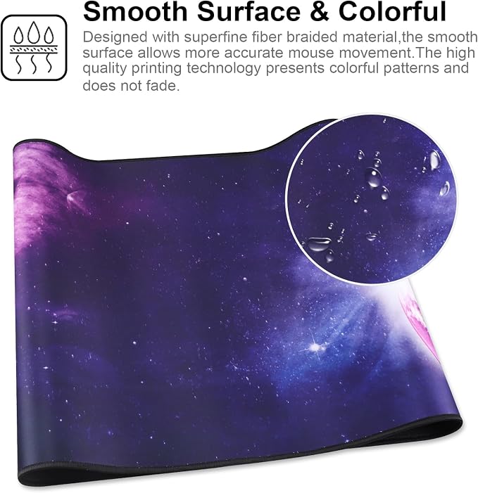 XXL Professional Large Mouse Pad & Computer Game Mouse Mat (35.4x15.7x0.1IN, Sky Planet) - Image 4