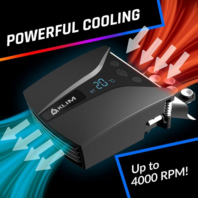 KLIM Tempest Laptop Cooler with Vacuum Fan - New - Gaming Laptop Fan with Display - Temperature Detection + Automatic/Manual Mode - 4000 RPM - Portable - Compatible with Laptop Cooling Pads - Image 4