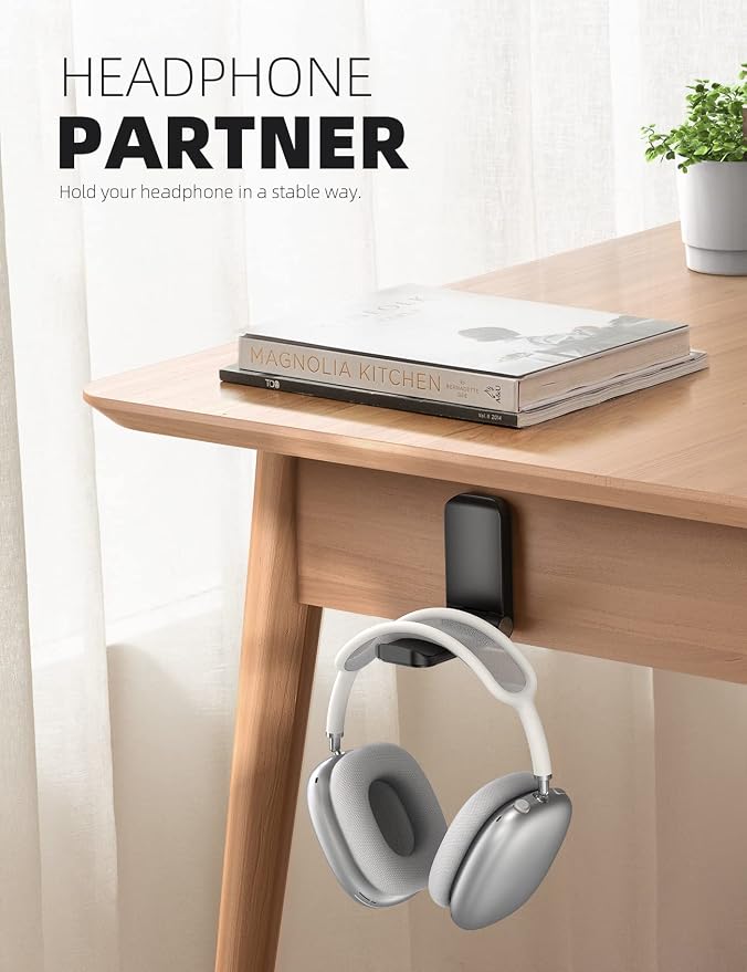 Lamicall 2 Pack Headphone Stand, Headset Holder, Adhesive Headphone Hook - Image 2