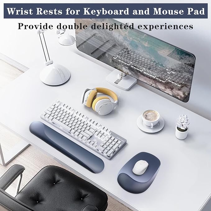 Wrist Rest for Keyboard and Mouse, Ergonomic Gel Computer Keyboard Wrist Rest with Memory Foam, Keyboard Wrist Support Pad for Long Hours of Work, Gaming, Studying-Relieve Wrist Pain - Image 5