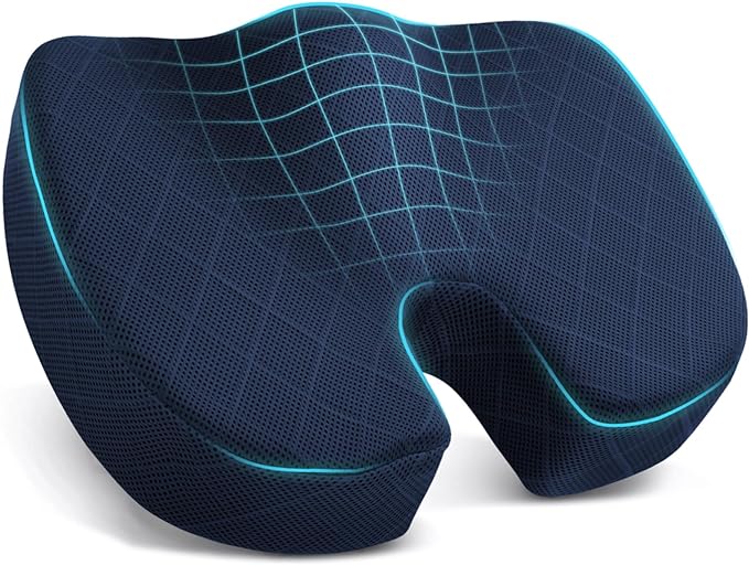 TushGuard Seat Cushion - Memory Foam Cushion for Office Chair, Car Seat, Airplane, Bleacher - Sciatica & Coccyx Pain Relief Desk Chair Cushion for Long Sitting Office Workers, Car Drivers(Blue) | for Car Seat, Airplane, Desk Chair - Sciatica & Hip & Co... by TushGuardSeatCushonsPillows