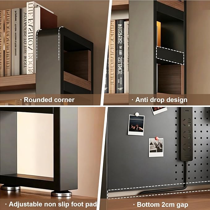 3 Tier Desktop Shelf with Pegboard, Heavy Duty Desk Organizer | Metal Desktop Storage Rack for Dorm Office Home, Compact Desk Shelf Bookshelf (Black, 37.4" Lx9.8 Wx36.6 H) ﻿ - Image 5