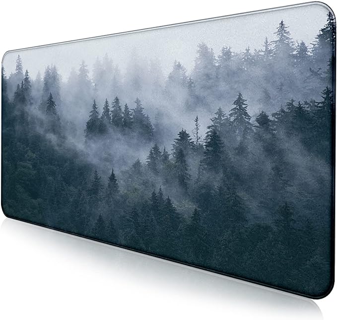 Gray Forest Mouse Pad with Seam Edge Design, Non Slip Rubber Keyboard Pad | Large Extended Mouse Pad; Full Desk Coverage; Waterproof Coating; Stable Anti-Slide Base For Gaming, Office, Study Daily Use by LQFIWSS