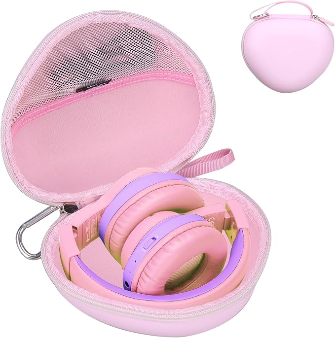 Aproca Kids Headphones Case Compatible with iClever BTH12 / HS19 / BTH26 Kids Bluetooth Headphones, Storage Hard Bag -Cloud Pink (Case Only) by Aproca