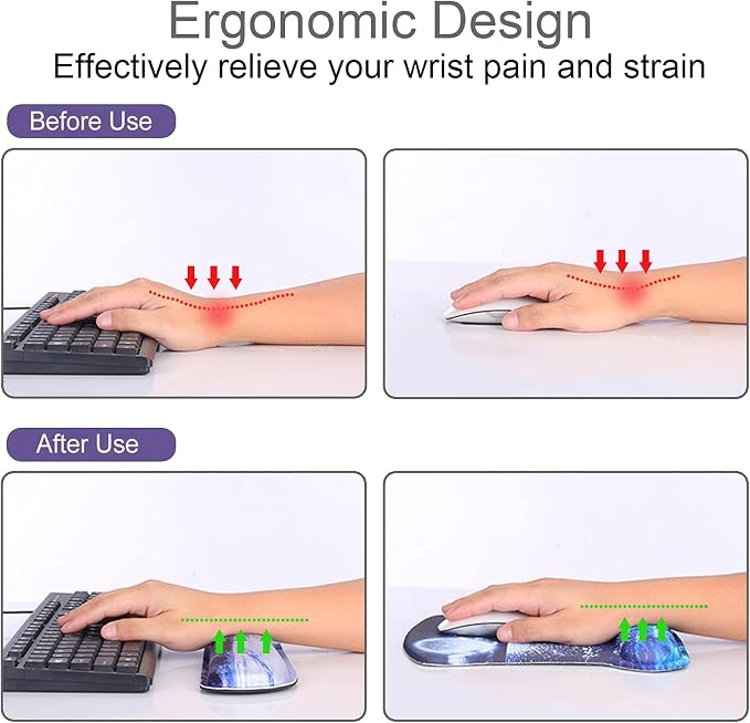 Mouse Pad and Keyboard Wrist Rest Support,Ergonomic Mouse Pad Set - Image 6