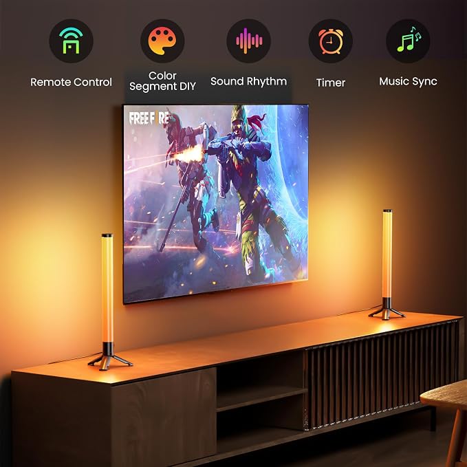 TJOY 360° RGB Light Bars, Gaming Lights for Desk, Music Sync Remote Control - Image 2