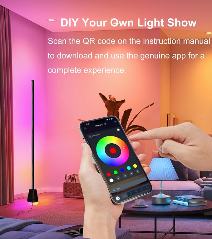 1PCS Smart RGB LED Corner Floor Lamp with App and Remote Control - Image 7