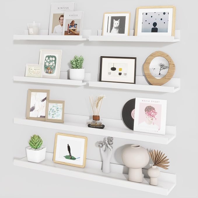 Picture Ledge Shelf, Floating Shelves for Wall Decor, White, Set of 6, 30'' by Axeman