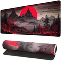 Extended Gaming Mouse Pad, Large Desk Mat XL Anime Mouse Pad Waterproof with Stitched Edges, Non-Slip Desktop Pad for Home and Office, Level Up Your 31.5x11.8 Inch (Darkness Red Moon2) by Brecoy