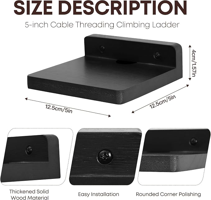 Small Floating Shelf for Wall,5 Inch Wooden Wall Shelf Set of 6,Mini Speaker, Baby Monitor,Cameras，Figurines Display Stand, for Bedroom, Gaming Room, Living Room, Bathroom, Office(Black) - Image 3