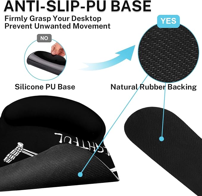 Britimes Ergonomic Mouse Pad Set with Wrist Rest, Black Skull Skeleton - Image 7