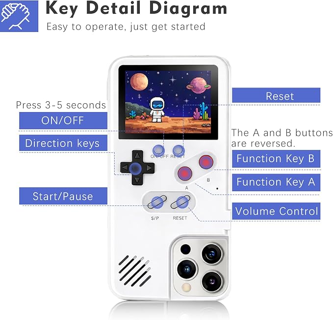 Game Phone Case, 168 Built-in Small Video Games, White, Compatible with iPhone 15 Plus - Image 4