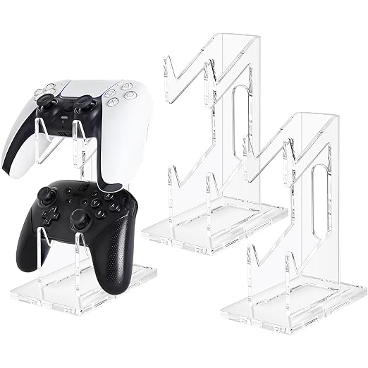 FYY Game Controller Holder 2 Pack - 2 Tiers Universal Dual Controller Stand Headphone Holder, Acrylic Clear Controller Display Stand Compatible with Nintendo Switch Xbox PS5 PS4 by FYY