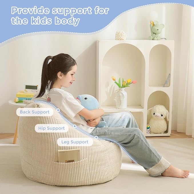 MAXYOYO Kids Bean Bag Chair, Bean Bag Couch with Handle, Comfy Toddler Chair for Boys and Girls, Accent Sofa Chair with Pocket for Gaming Reading Relaxing, Beige | Comfy Toddler Chair for Boys and Girls, Accent Sofa Chair with Pocket for Gaming Reading... - Image 7