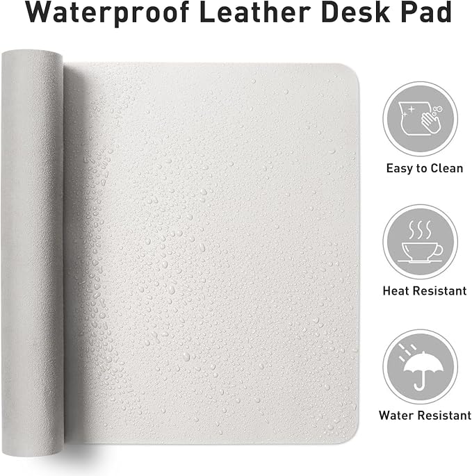 Aothia Leather Desk Pad Protector, Mouse Pad, Office Desk Mat, Non-Slip PU Leather Desk Blotter, Laptop Desk Pad, Waterproof Desk Writing Pad for Office and Home (23.6" x 13.7", Off-White) - Image 6