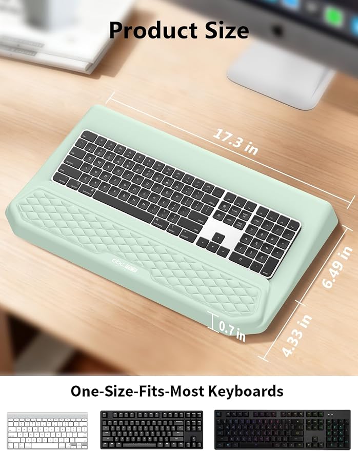2-in-1 Ergonomic Keyboard Stand with Wrist Rest, Light Green - Image 4