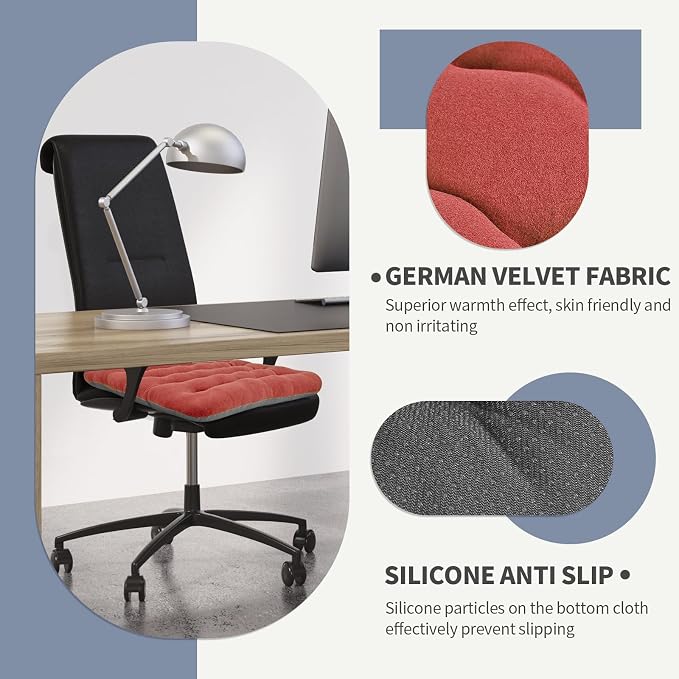 BUYUE Good Support Office Chair Cushion Padded, Soft Velvet Comfortable Non-Slip Seat Cushion for Computer Desk Kitchen Chair (1 Count, Rose) - Image 5