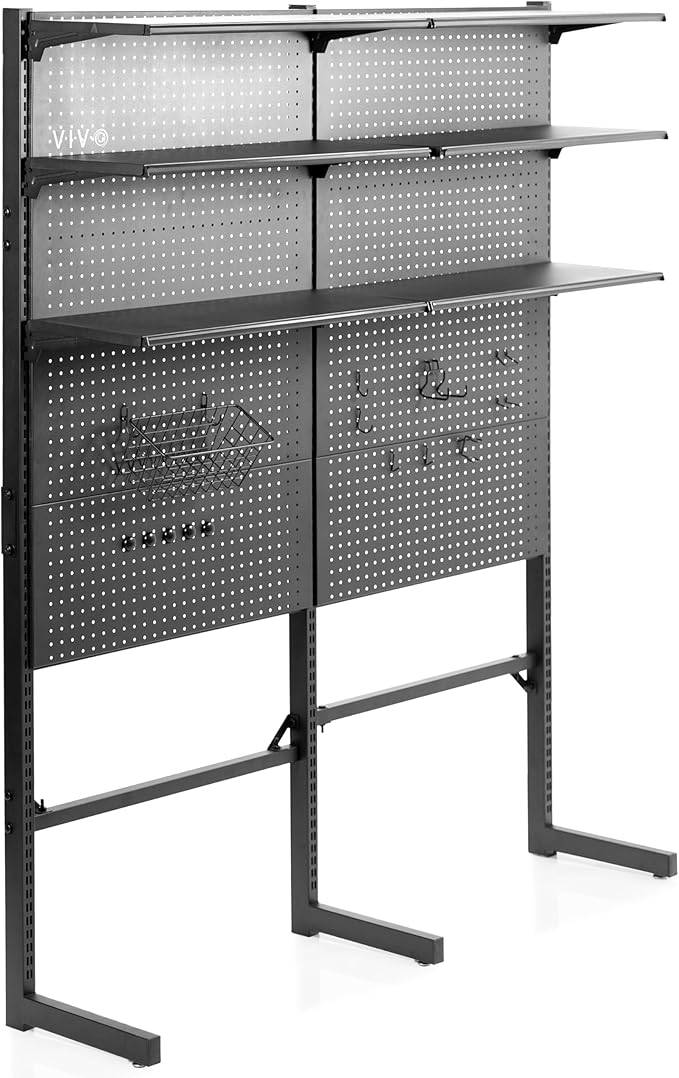 VIVO Freestanding Modular Steel Pegboard System, 74 inch High Magnetic Accessory Organizer for Home and Office, Black, PP-2-PB058 by Unknown