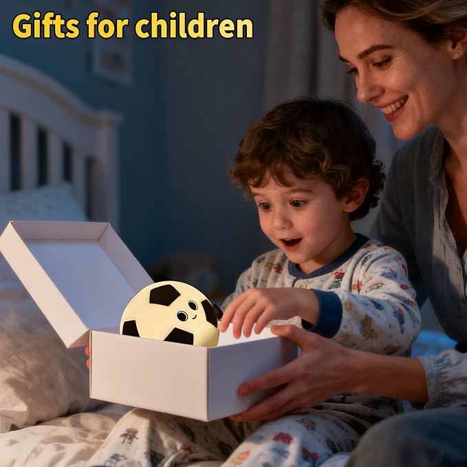Cute Soccer Silicone Night Light for Kids, Rechargeable 7-Color Changing Lamp with 3-Level Dimming & 30-Min Timer, Safe Squishy Room Decor Christmas/Birthday Gift for Boys Girls - Image 5