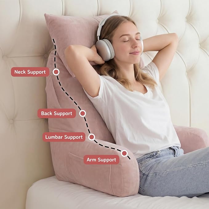 Reading Pillow for Bed,Back Pillow for Bed Sitting Up,Lumbar Support Pillow - Image 5