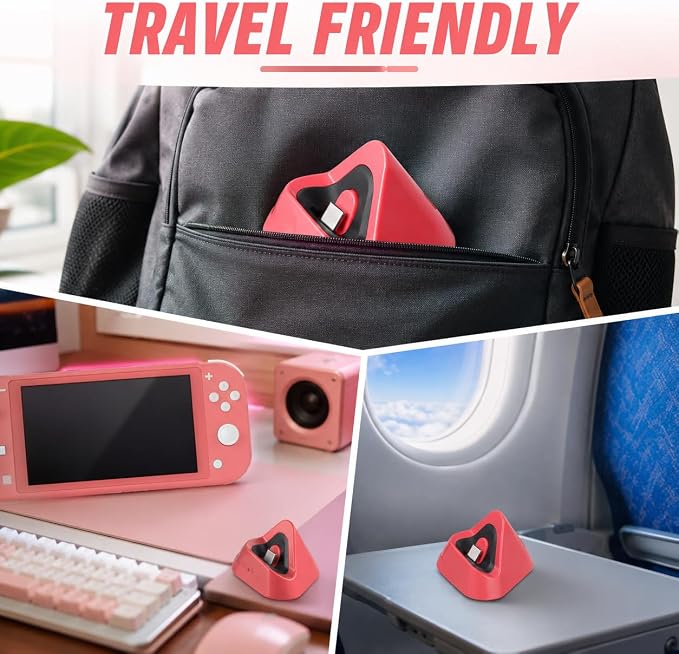 ECHZOVE Nintendo Switch Lite Charger, USB-C Dock Stand, Switch Lite, Coral - Image 5