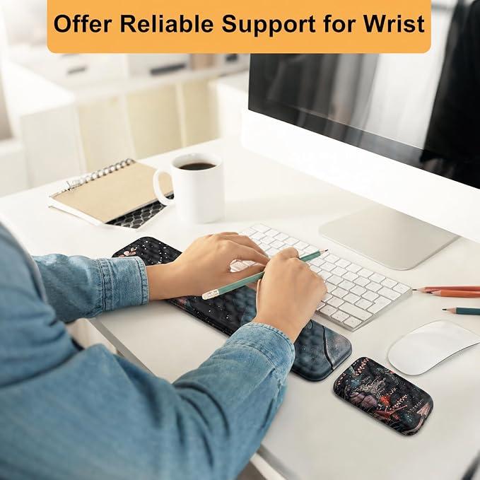 Keyboard Wrist Rest Mouse Wrist Support, Memory Foam Wrist Rest Pad for Computer Laptop, Ergonomic Wrist Cushion Support for Typing Pain Relief, Gaming Home Office, Snail - Image 4