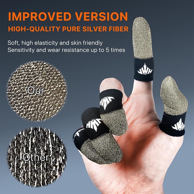 20 Pack Pure Silver Gaming Finger Sleeves Anti Slip Sweat Proof Covers Mobile Phone Gaming Gloves 0.15mm Dedales Gamer Profesionales Sensitive Touch Durable Gaming Thumb Sleeve for Pubg - Image 6
