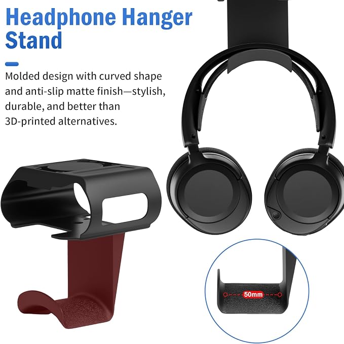 Under Desk Mount for SteelSeries Arctis Nova Pro, Elite and Omni Wireless Gaming Headset, Magnetic Base Station Holder for Arctis Nova Pro Wireless with Headphone Hanger Stand - Image 8