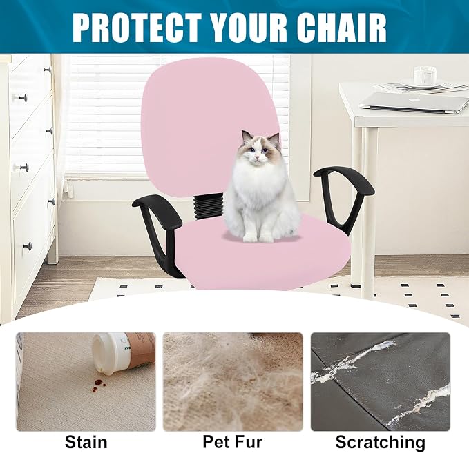 Smiry Stretch Printed Office Computer Desk Chair Covers for Seat & Backrest | Stretch Fit, Soft Fabric Universal Washable Removable, Anti-Dust Rotating Chair Slipcovers Protector - Image 8