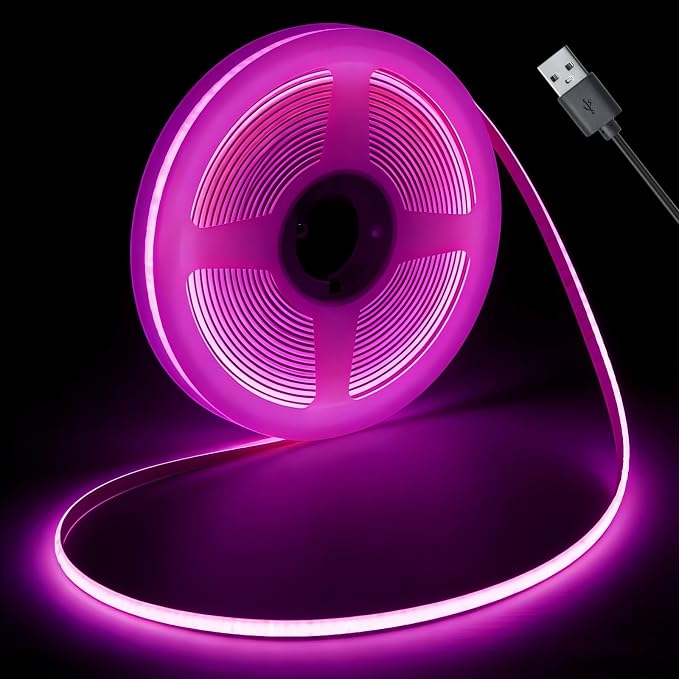 Ultra-Narrow 3mm USB-C COB LED Strip Lights Self-Adhesive, for Kitchen Cabinets, Bedroom, Gaming Desk (Purple, 3ft) by Unknown