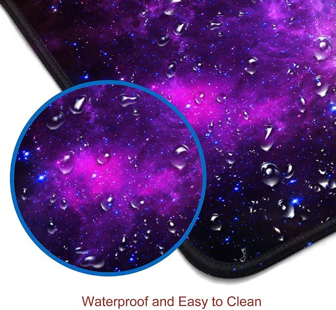 Gaming Mouse Pad, Large Mouse Pads for Desk, Non-Slip Rubber Base Mousepad, Keyboard Mouse Mat Desk Pad with Stitched Edges, 31.5x11.8 inch Galaxy - Image 5
