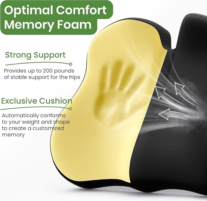 A-Pce Ergonomic Seat Cushion, Non-Slip Seat Cushion for Office Chair, Black | Suitable for Office Chair & Car Seats, Ideal for Long Sitting at Work, Offers Lower Back Pain Relief - Image 3