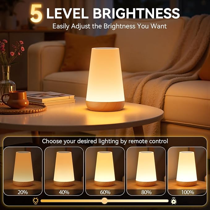 Auxmir Rechargeable Night Light, 13-Color Remote Control Lamp, Light Brown - Image 3