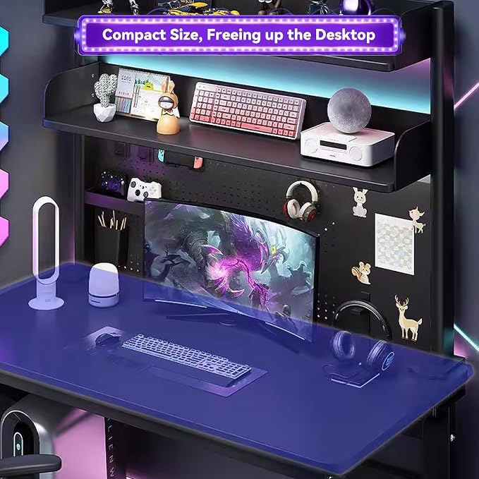 Clamp On Desks Organizer Shelf With Privacy Panel 23.6/31.5/39.3in Desk Extender Pegboard Workstation Desk- Pegboard With 20 Accessories For Gaming & Home Table(Black,100cm/39.3in) - Image 5