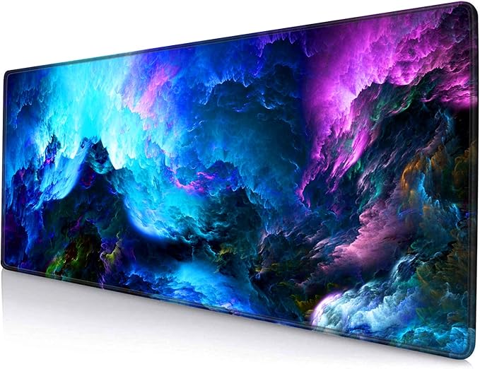 Gaming Mouse Pad, Large Non-Slip Rubber Base Mousepad, Keyboard Mouse Mat, Desk Pad with Stitched Edges, 31.5x11.8inch, Dazzling Galaxy by SANWUMIAN