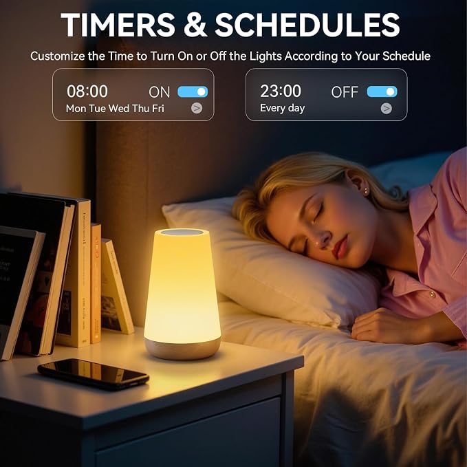 Auxmir Smart Night Light, App/Voice Control Table Lamp with Timer(Corded) - Image 4
