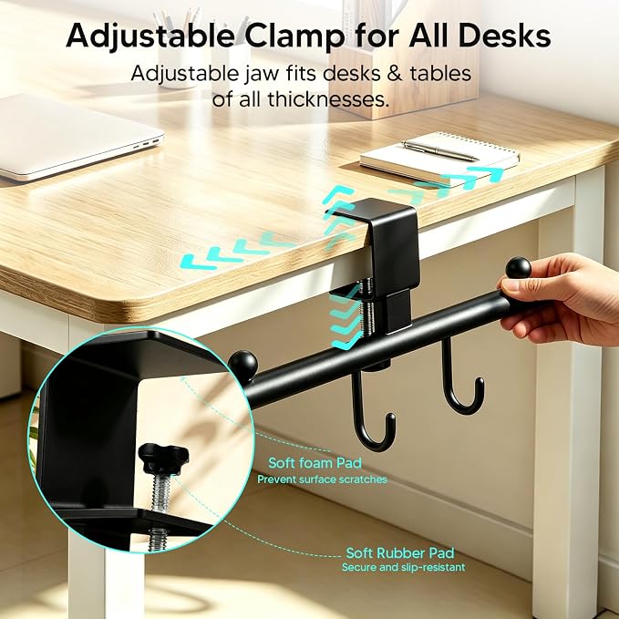 Heavy-Deauty Bag Hook for Desk,Adjustable Desk Hook - Image 4