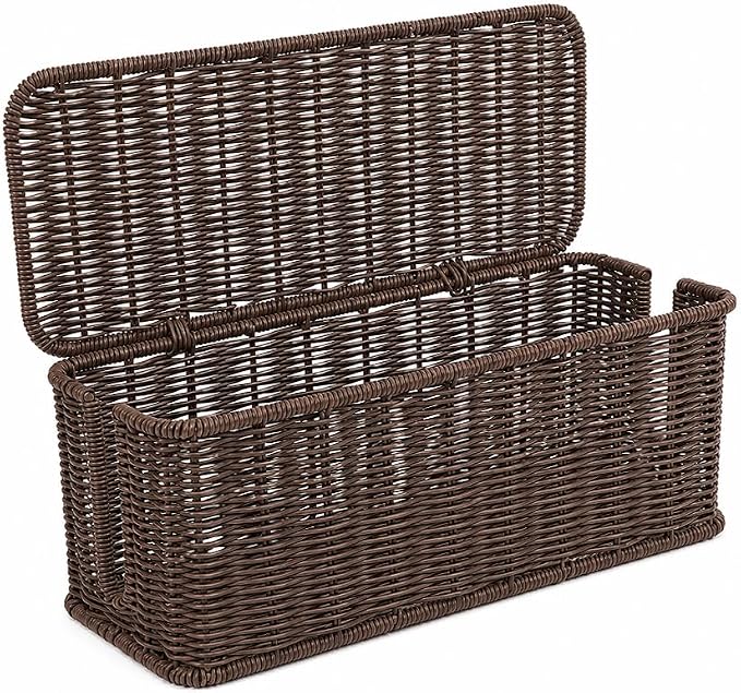 Cable Management Box, Handmade Rattan Cord Organizer for Power Strip by Cantalop