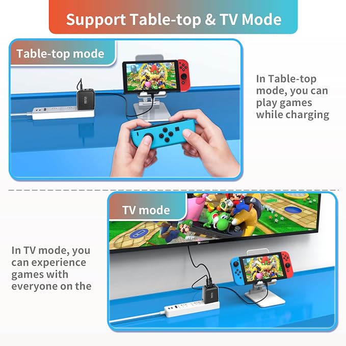 Switch Dock Charger for Nintendo Switch, Mirabox 36W Portable TV Docking Station with 4K@60Hz HDMI/USB2.0/PD USB-C Fast Charging Ports, Full-Featured USB-C Cable Included - Image 3