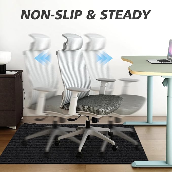 Sycoodeal Office Chair Mat for Hardwood Floor,Office Computer Gaming Chair Mat for Tile Floor,Large Floor Protector Rug,Anti-Slip,Easy to Clean,Black(40"x55") - Image 5