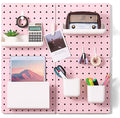 VUSIGN Peg Board Combination Kit 22"x22" Pegboards, Pink | Pegboards and Accessories, Two Installation Modes, Pegboard Organizer Kit 4 Panels & Accessories for Wall by VUSIGN