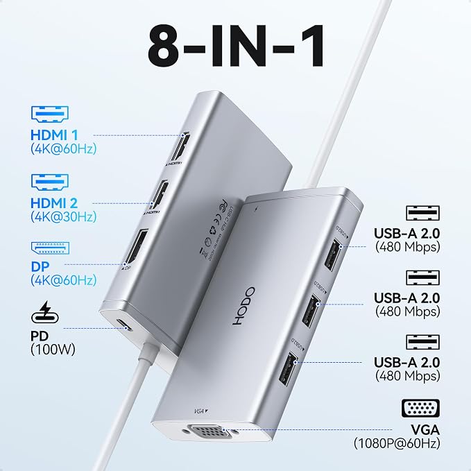 USB C Docking Station Dual Monitor for HP,Laptop Docking Station 3 Monitors - Image 2