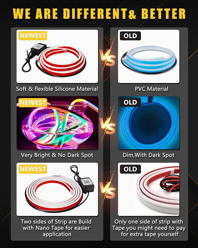 YM E-Bright LED Hood Light Strip, 59in RGB App Control Dynamic Scan DRL 12V - Image 5