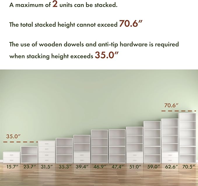 Homes: Inside + Out Apexa 4-Cube Storage Organizer Shelves, Stackable Wood Bookcase Fits Cubby Bins for Organization, Dorm Teen Room Decor & Home Office, Black - Image 3