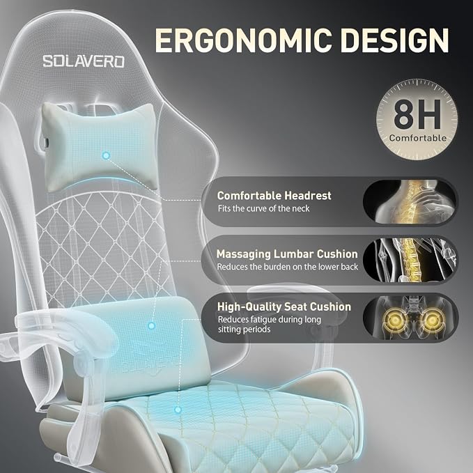 HLDIRECT Massage Recliner Gaming Chair with Footrest for Adults, Brown | 300lbs Capacity, Ergonomic Office Computer Chair, Lumbar Support, Breathable Fabric, Headrest, 360° Swivel, Metal Frame - Image 7
