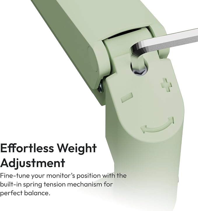 Pixio PS1S Wave Mint Green Single Monitor Arm Stand Desk Mount - Fits up to 32 inches Monitors and up to 19.8lbs. VESA Compatibility and Integrated Cable Management - Image 3