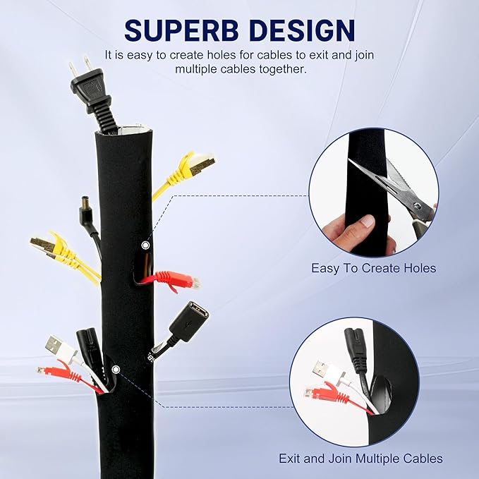 CableGeeker Cable Management Sleeve, 6.6ft (80 inch) - 1.5 inch - Image 2